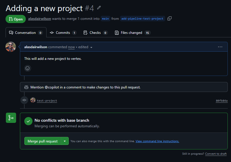 The open pull request