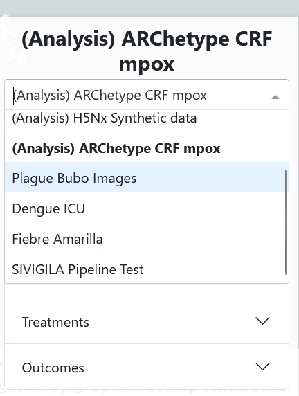 After making the project public it appears in the selector